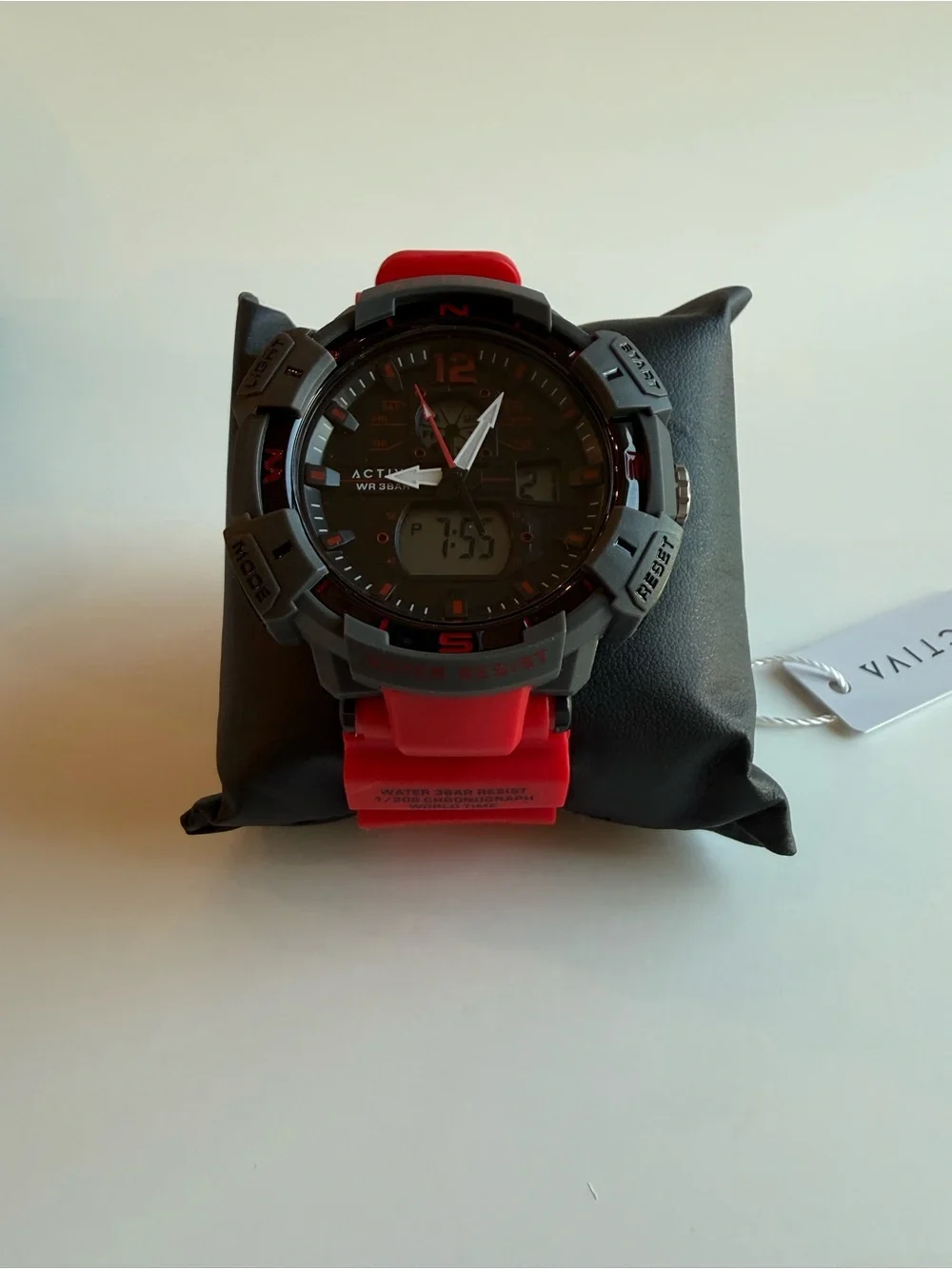 NWT Activa Men’s Analog Digital Sport Watch Red Black World Time Chronograph